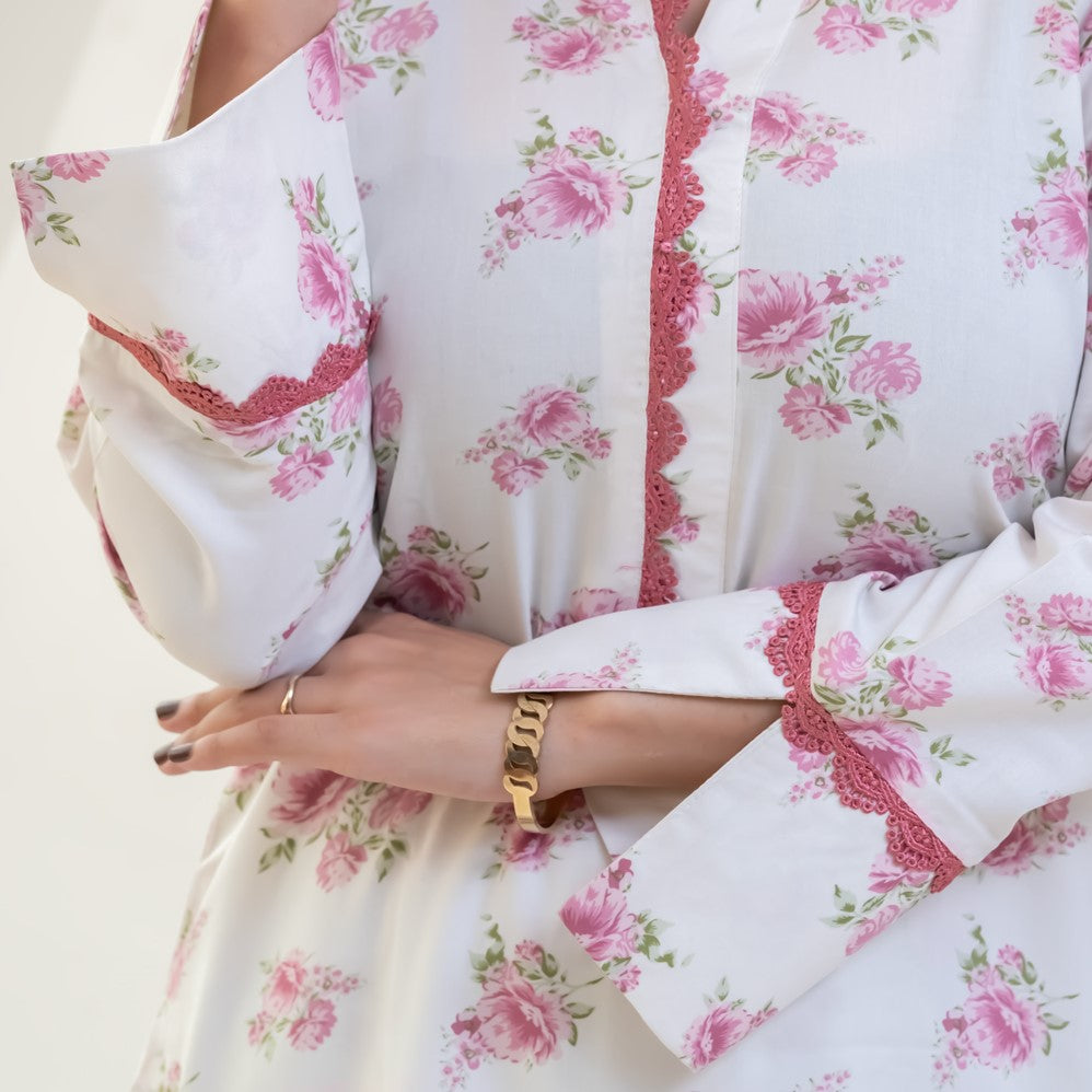 Womens Co-ord set -  White AOP