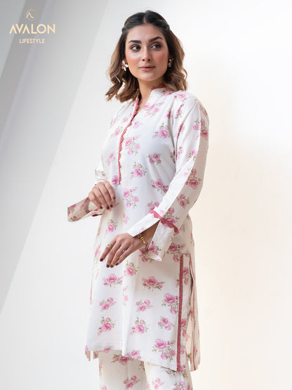 Womens Co-ord set -  White AOP